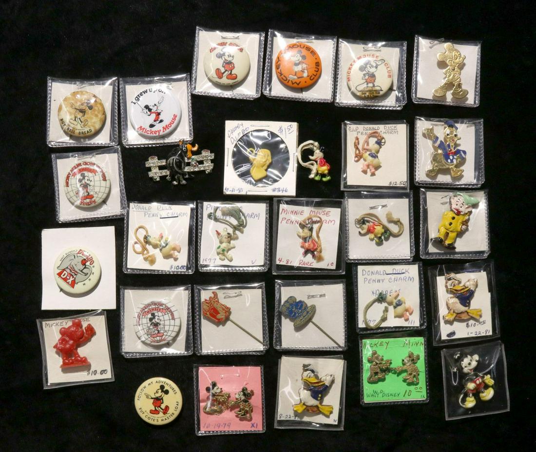 A COLLECTION OLDER DISNEY CHARACTER PIN BACKS & CHARMS (1 of 1)