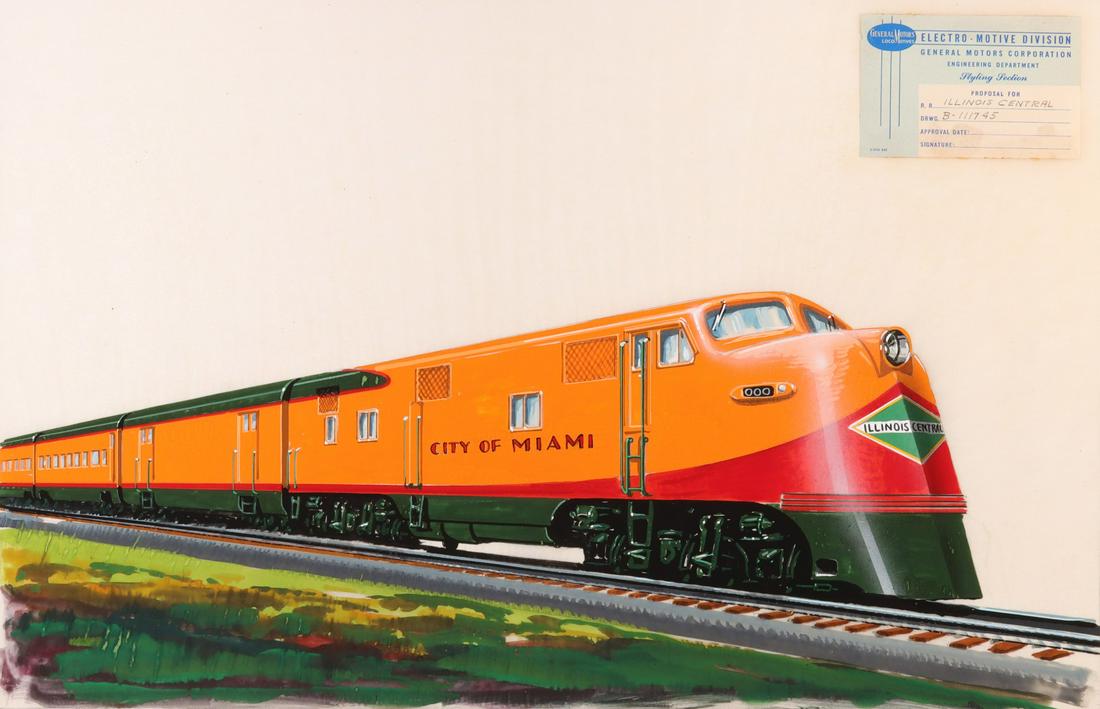 AN EARLY GM STYLING DEPT PAINTING FOR ILLINOIS CENTRAL (1 of 18)