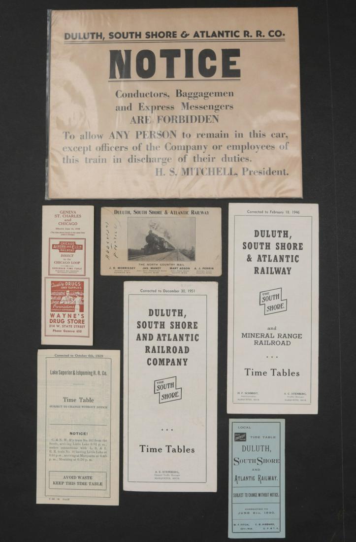 21 PCS OF DULUTH, SOUTH SHORE & ATLANTIC RR EPHEMERA (1 of 10)