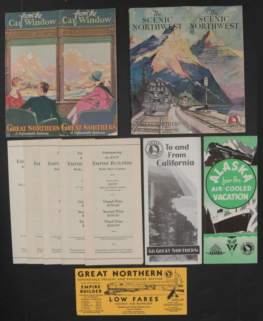 22 PIECES OF GREAT NORTHERN RAILROAD EPHEMERA: Most single lots can ship via USPS priority mail for $23.00 plus insurance. Multiple lots can and will be combined which will raise the price. Example of 4 standard lots going to California is $19.09 