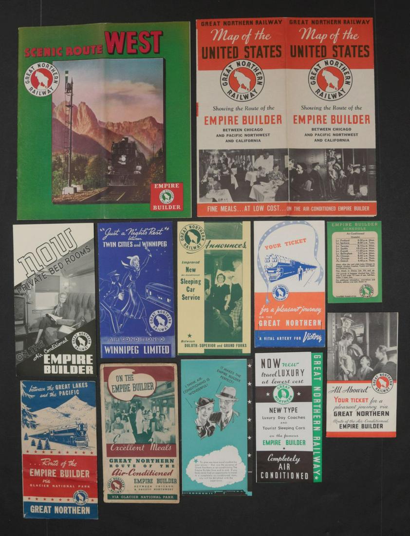 28 PIECES OF GREAT NORTHERN RAILROAD EPHEMERA: Most single lots can ship via USPS priority mail for $23.00 plus insurance. Multiple lots can and will be combined which will raise the price. Example of 4 standard lots going to California is $19.09 