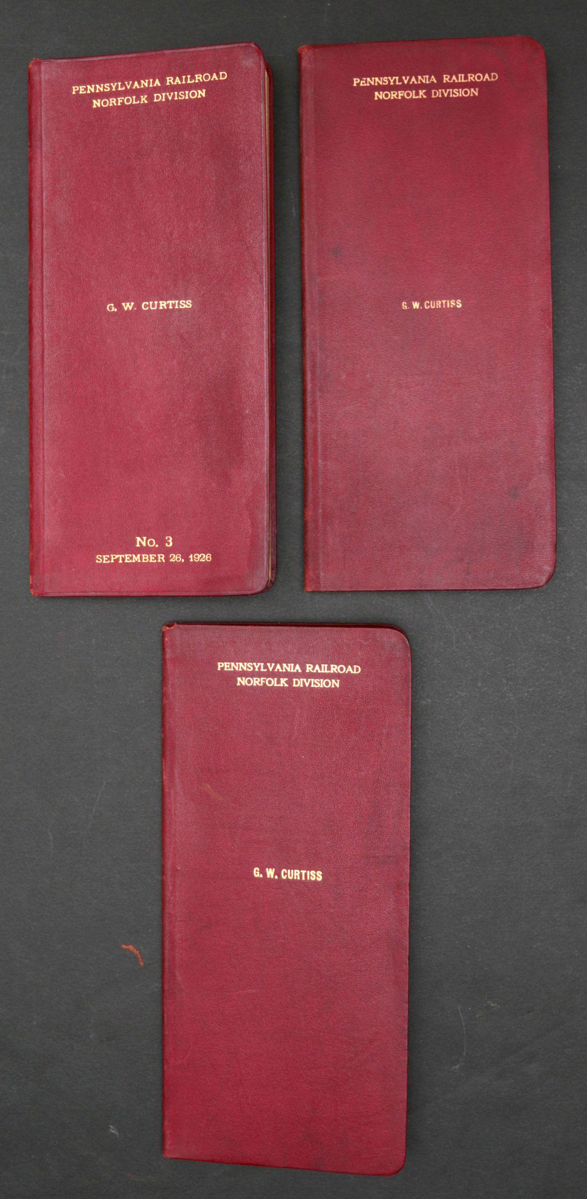 G. W. CURTIS PRR SUPERINTENDENT LEATHER TIMETABLES (1 of 2)