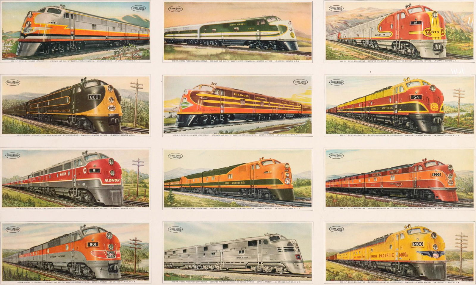 UNCUT SHEET OF 12 GM STREAMLINER BUILDER'S CARDS (1 of 9)