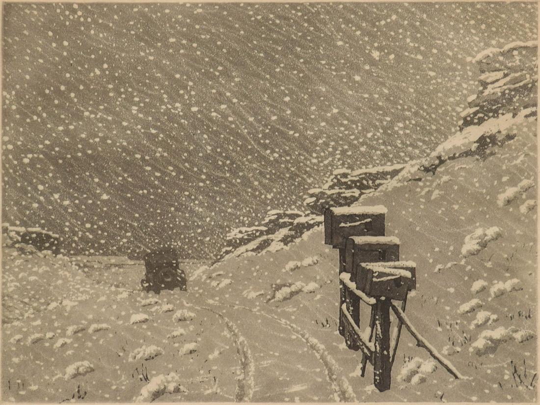 LYMAN BYXBE (1886-1980) PENCIL SIGNED AQUATINT ETCHING (1 of 10)