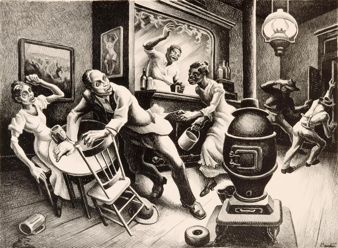THOMAS HART BENTON (1889-1975) PENCIL SIGNED LITHOGRAPH (1 of 12)