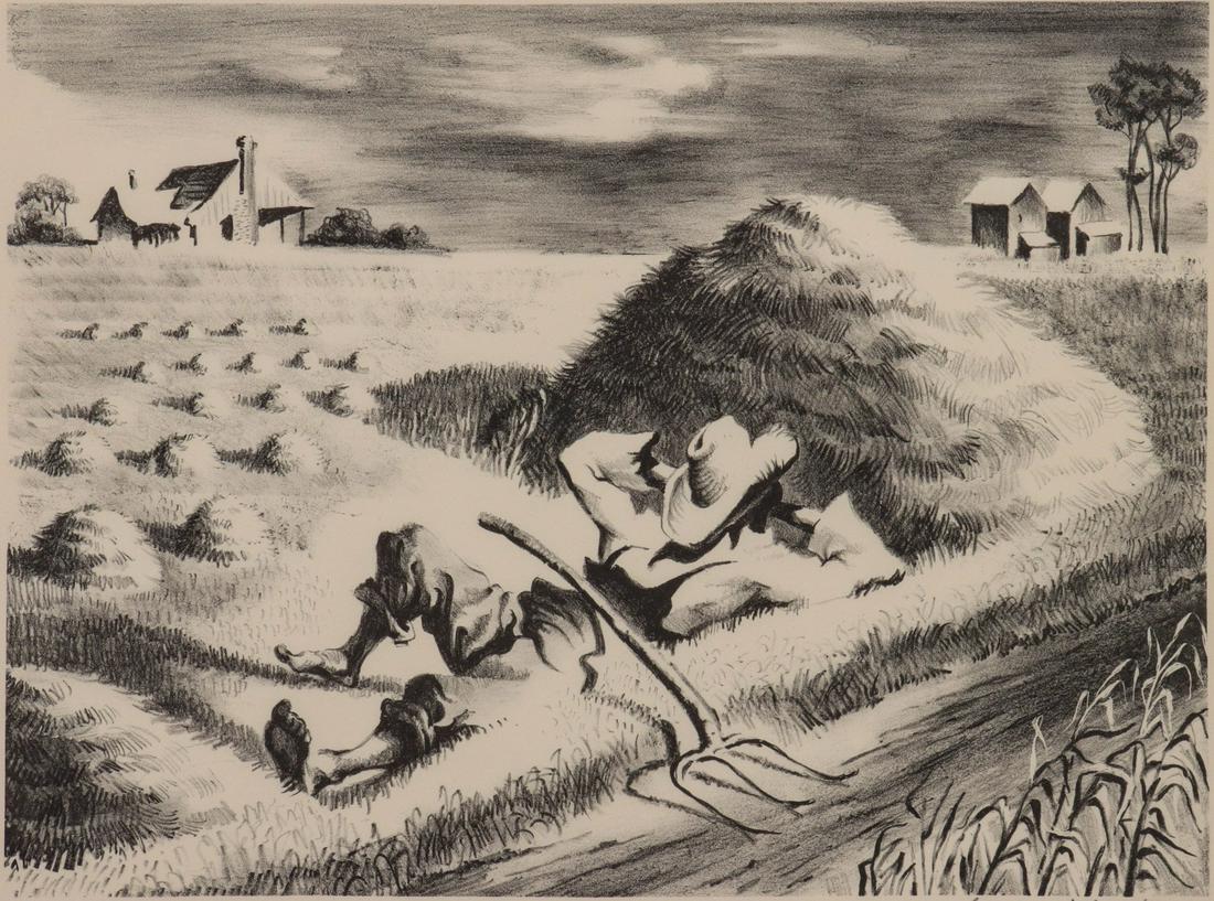 GEORGES SCHREIBER (1904-1977) PENCIL SIGNED LITHO: Georges L. Schreiber (1904-1977) Southern Siesta 1939 The lithograph published by Associated American Artists in an edition of 218 prints is signed by the artist in pencil below the image lower right.