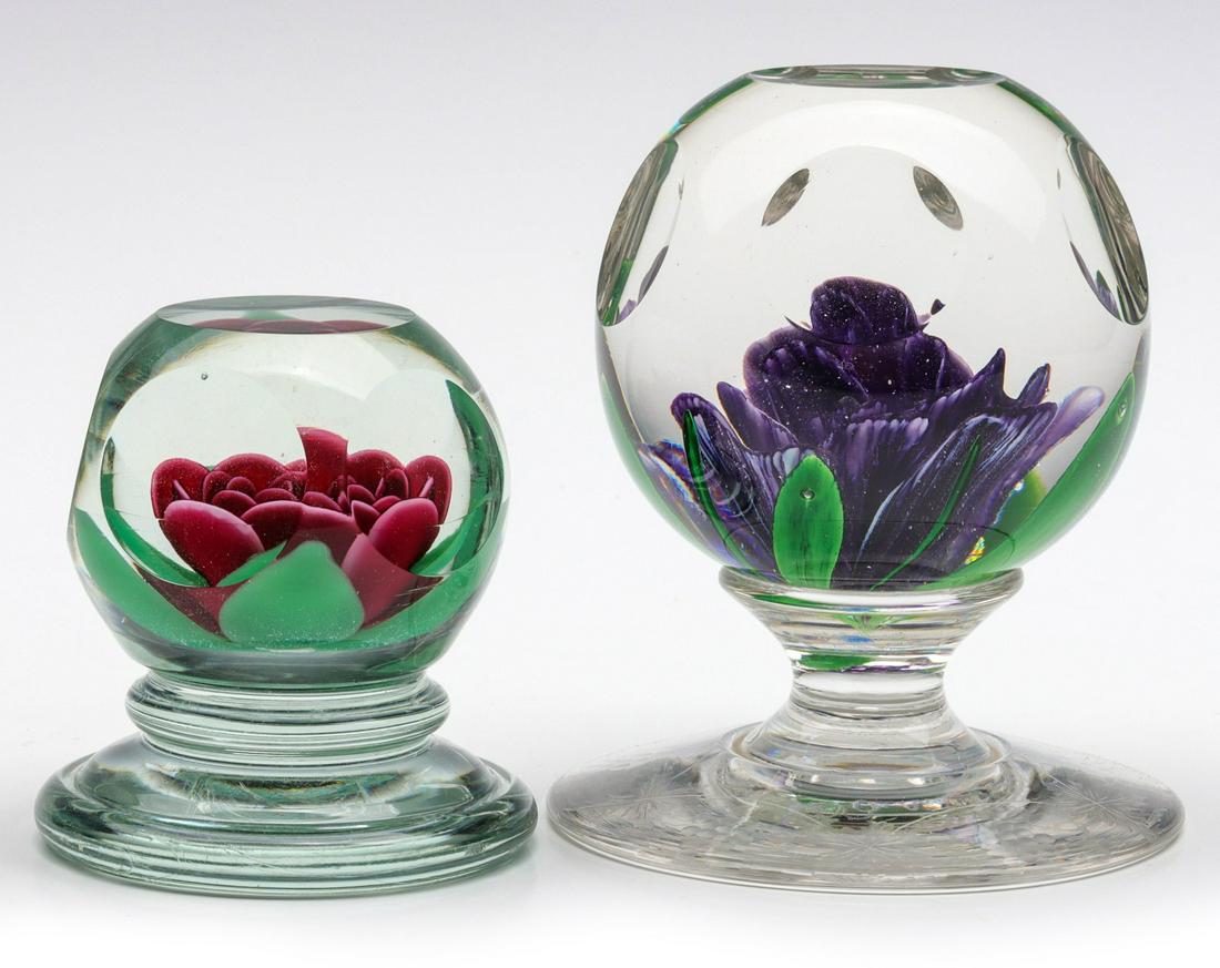 2 PAPERWEIGHTS: PAIRPOINT PEDESTAL & JACK CHOKO ROSE (1 of 12)