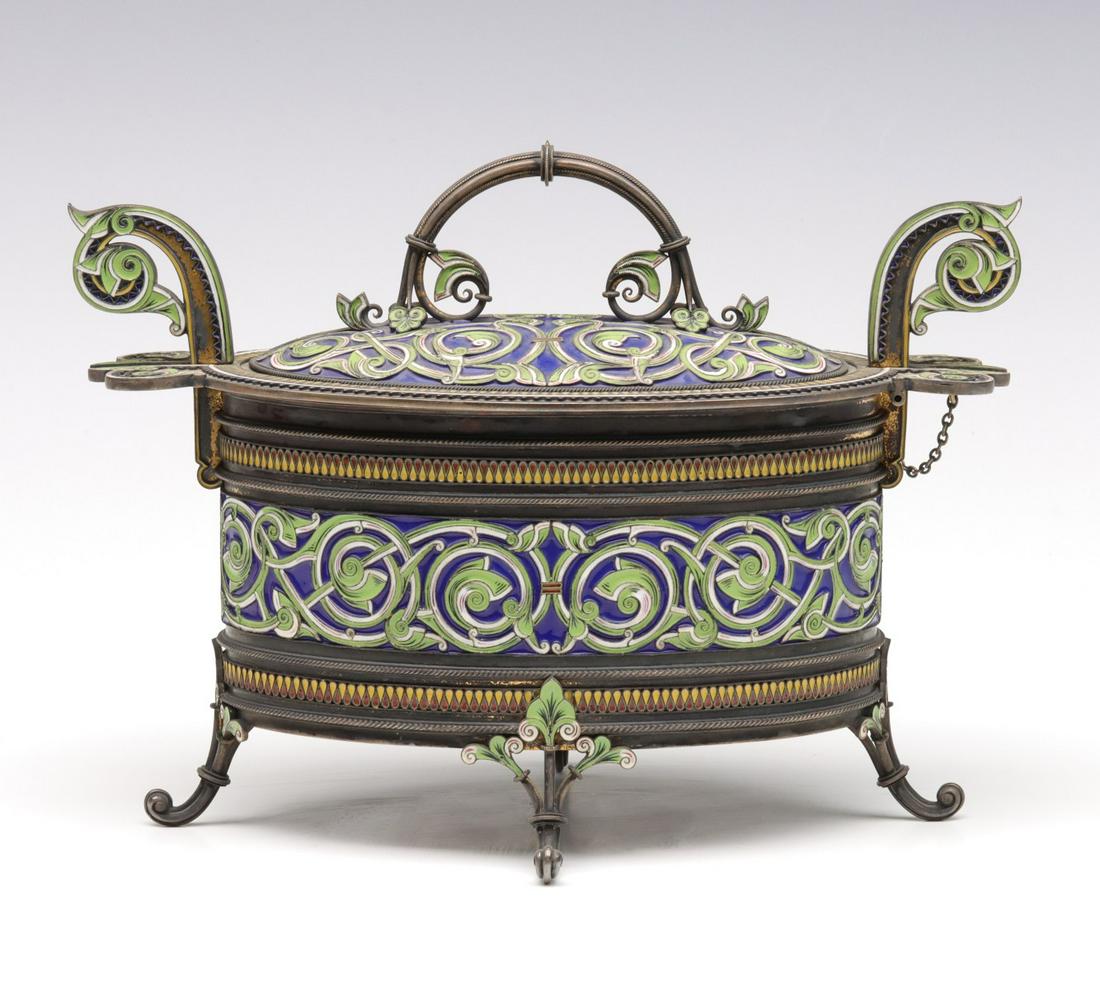 A RARE 1888 DAVID ANDERSEN ENAMELED SILVER TINE BOX (1 of 16)