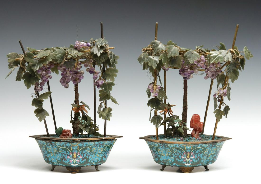 CHINESE QING DYNASTY JADE GRAPE ARBOR WITH CLOISONNE (1 of 19)