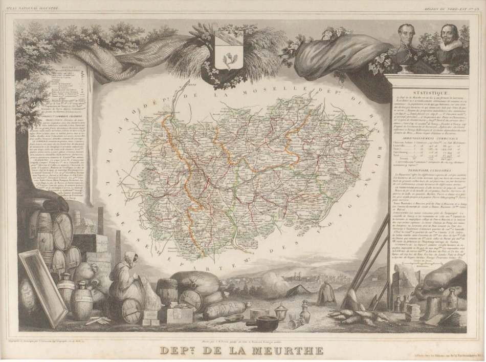 THREE MAPS BY A. COMBETTE, PARIS, 1849: Includes Dept. de L'Aude, Dept des Vosges, Dept de la Meurthe. All similarly matted, each with a sight size of approximately 12 x 16 inches.