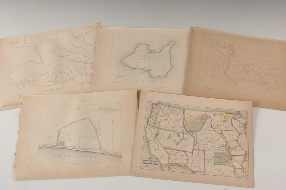 THIRTY-ONE MAPS FROM 'INDIAN TRIBES OF THE US,' 1847: Thirty-one engraved maps, some tinted, from an original copy of Henry Schoolcraft's 'Information Respecting the History, Condition and Prospects of the Indian Tribes of the United States,' for the Bur