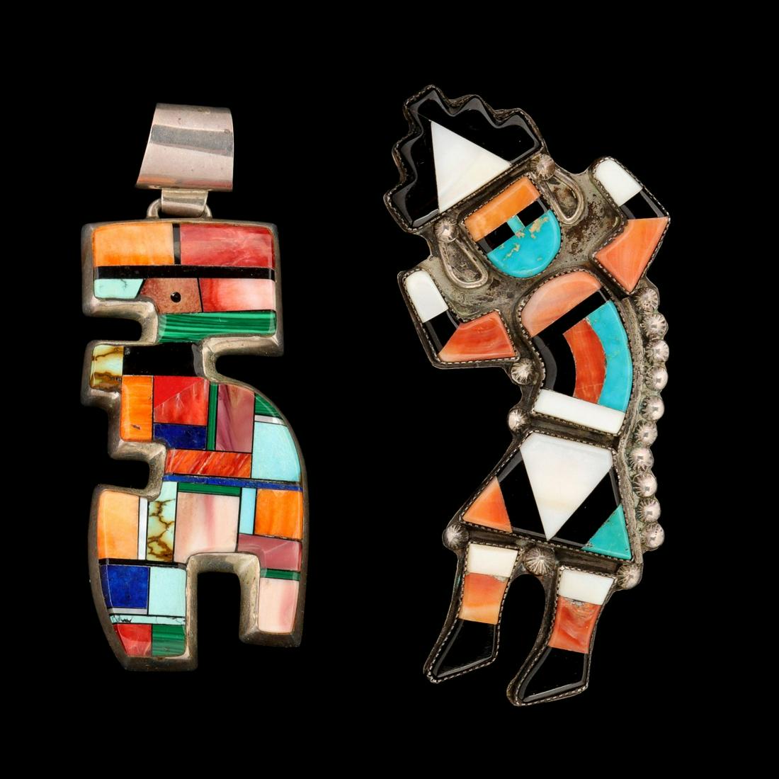 INLAID ALVIN YELLOWHORSE PENDANT & ZUNI RAINBOW DANCER (1 of 8)