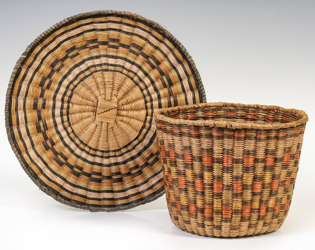 HOPI WICKER PEACH BASKET AND TRAY IN MULTIPLE COLORS (1 of 9)