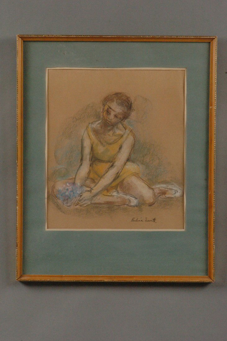 PASTEL ON PAPER BY PAULINA EVERITT (1905 - 1996): 13.25 x 11.5 inch sight size, 21.75 x 16.75 inch frame. Not examined outside of frame, shows some toning.