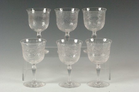 6 HAWKES SINCLAIRE PAIRPOINT QUALITY STEMWARE: UNSIGNED. 5 inches each.