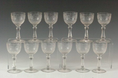 12 HAWKES SINCLAIRE PAIRPOINT QUALITY STEMWARE: UNSIGNED. 5.5 inches each.