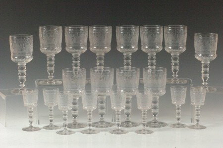20 HAWKES SINCLAIRE PAIRPOINT QUALITY STEMWARE: UNSIGNED. 7 and 5 inches.