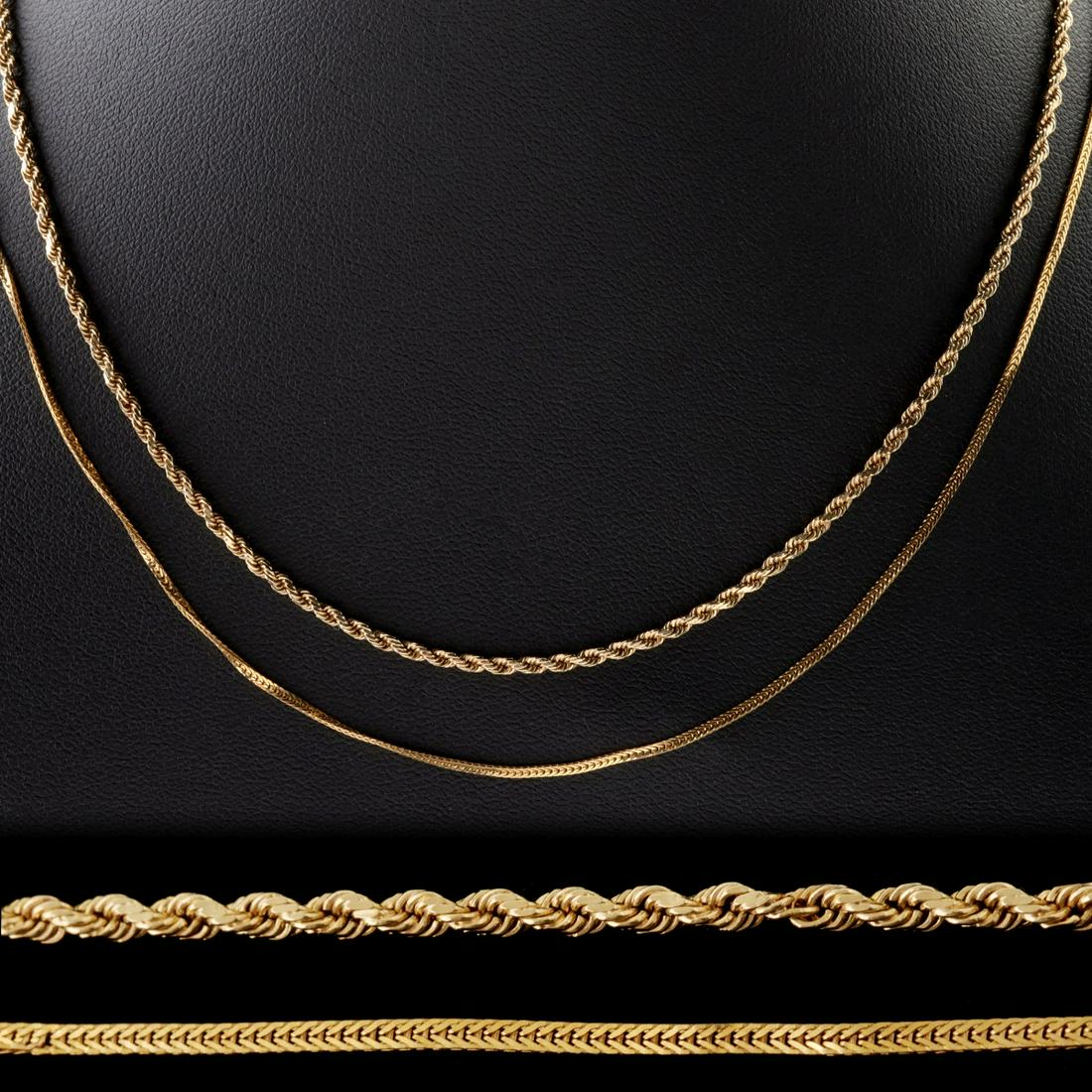 TWO 14K GOLD CHOKER-LENGTH NECKLACES (1 of 7)