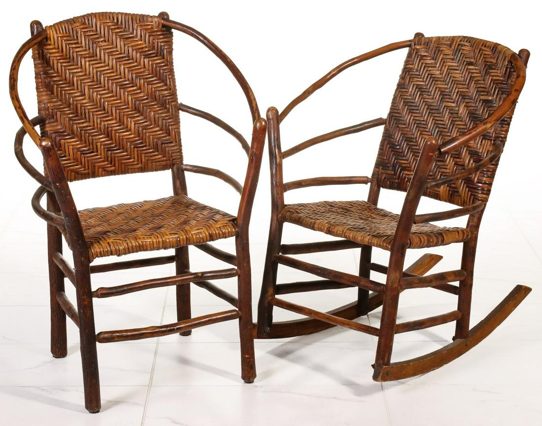 Adirondack Straight Chair & Rocker Branded Old Hickory