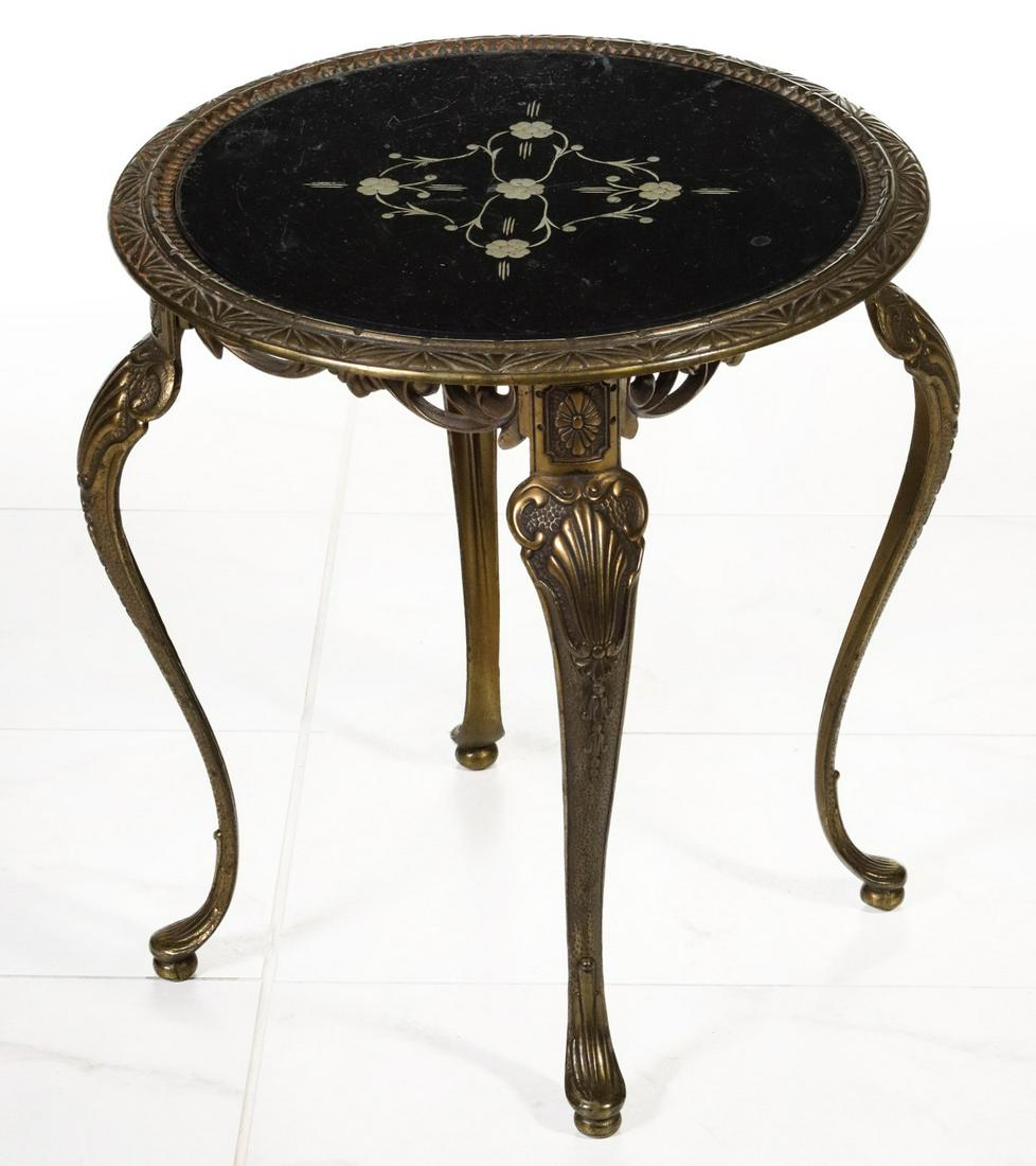 A CIRCA 1920s CAST IRON SIDE TABLE WITH GLASS TOP (1 of 11)