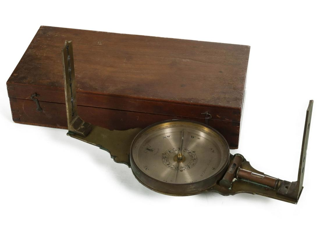 A CASED BRASS SURVEYING COMPASS SIGNED DAVIS C. 1850 (1 of 13)