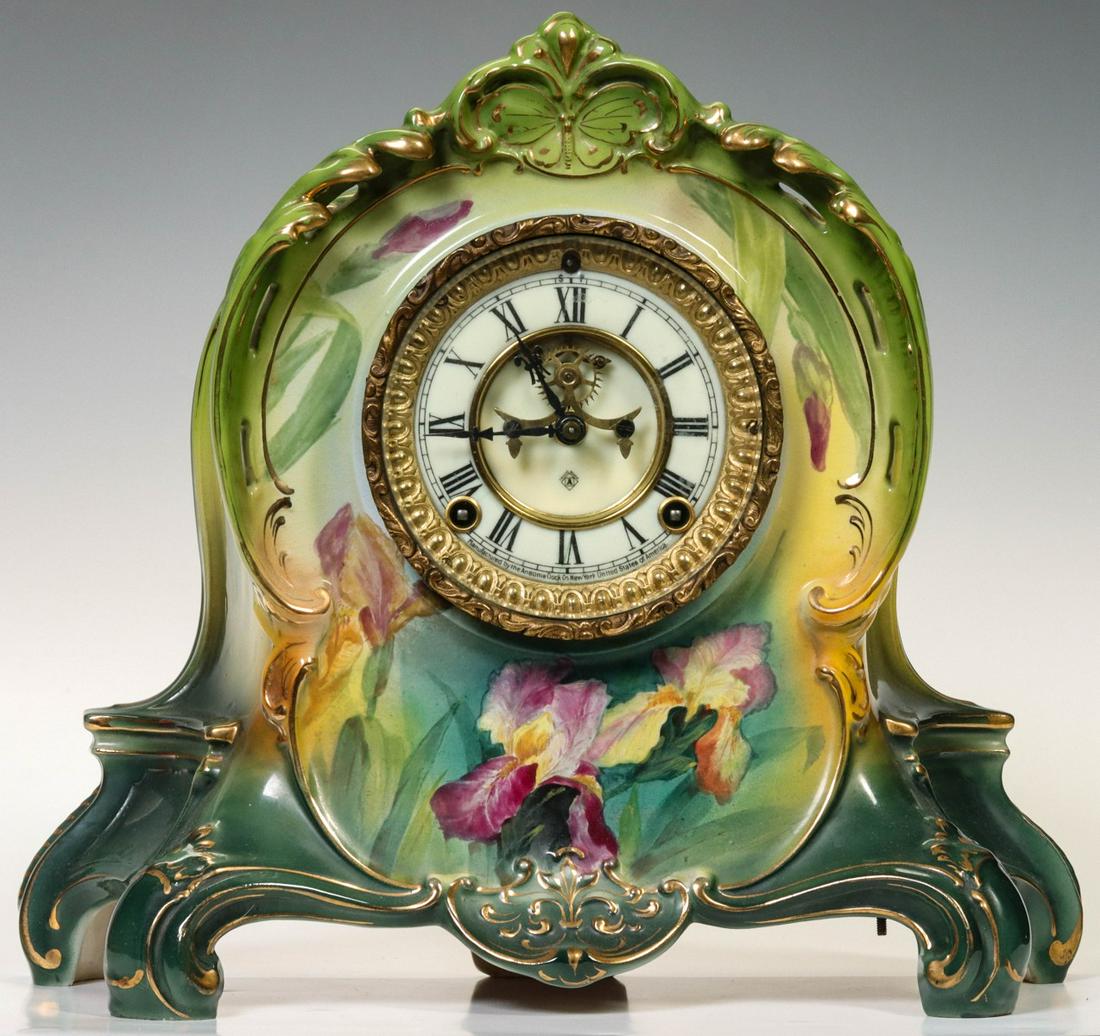 AN ANSONIA ROYAL BONN LA RIVIERE CHINA CASE CLOCK (1 of 15)