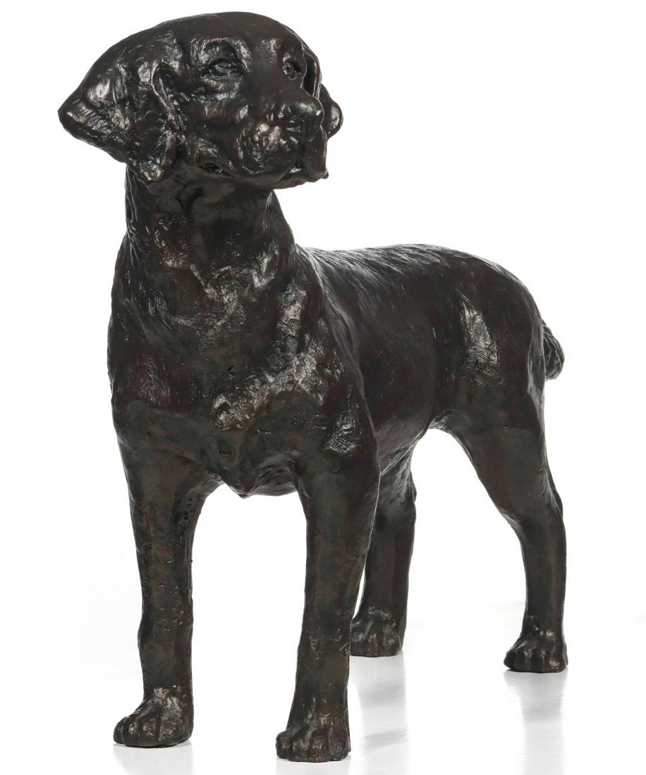 A LATE 20TH CENTURY LIFE-SIZED BRONZE MODEL OF A DOG (1 of 10)