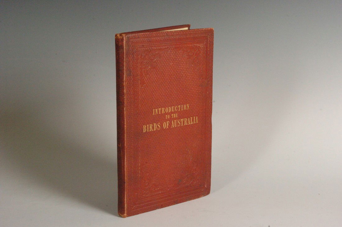 Gould, J., Introduction to the Birds of Australia, 1848: Full title, 'An Introduction to the Birds of Australia,' John Gould, F.R.S., self published, 1848. 8vo, 134 pp, red textured boards, speckled fore-edges. Shows normal toning and wear, bumps to corners