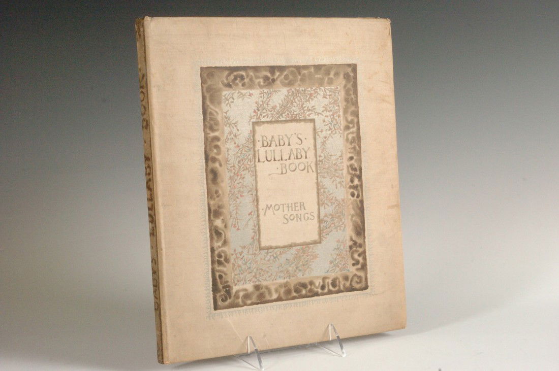 Pratt, C.S., Baby's Lullaby Book: Mother Songs, 1888: By Charles Stuart Pratt, watercolors by W.L. Taylor, published by L. Prang & Co., Boston, silk hardcover. 4to, all twelve months represented with song and illustration. Shows some wear and soiling aro