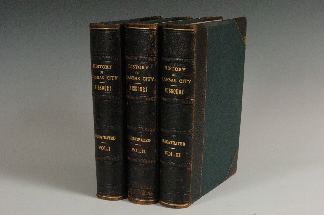 Whitney, C.W., Kansas City, Missouri: Its History, 1908: Three volumes: Full title, 'Kansas City, Missouri: Its History and its People, 1800-1908,' by Carrie Westlake Whitney, published by the S.J. Clarke Publishing Co., Chicago, 1908. 8vo. Original leather