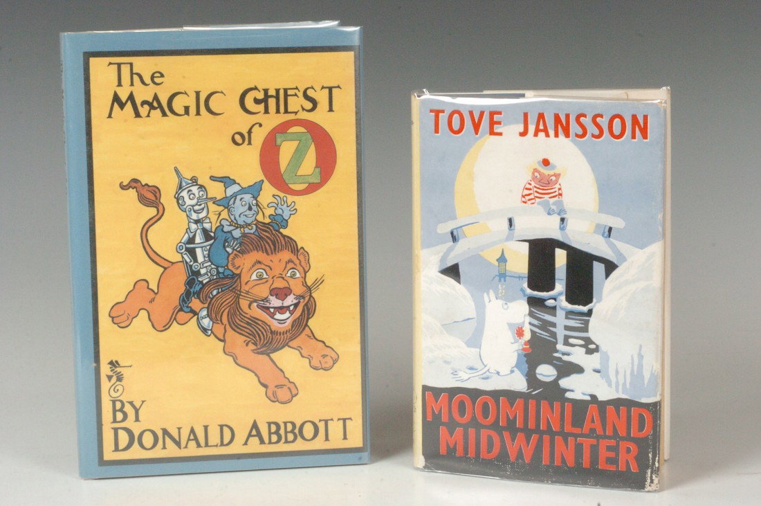 Moominland Midwinter and Signed Magic Chest of Oz: Includes a signed copy of 'The Magic Chest of Oz,' written and illustrated by Donald Abbott, Emerald City Press, 1993, signed by author, 4to, 168/300, 107 pp, very good condition. Also 'Moominland Mid
