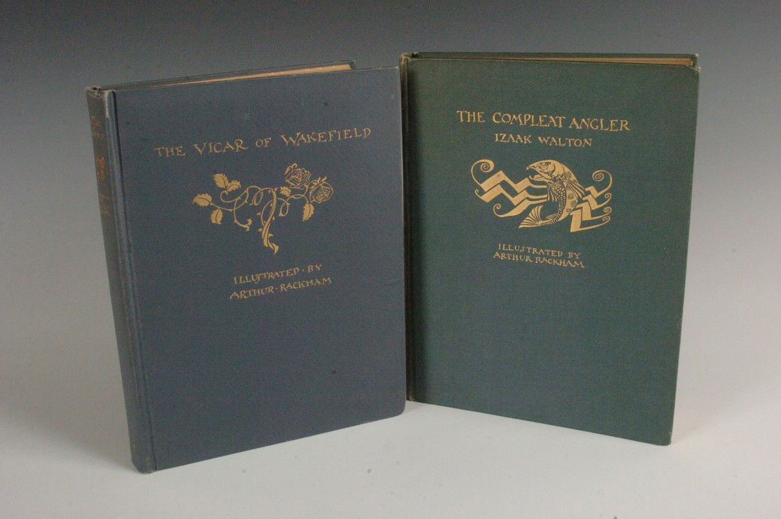 Arthur Rackham Illustrated Volumes: The Vicar of Wakefi: Two volumes illustrated by Arthur Rackham, 'The Vicar of Wakefield' by Oliver Goldsmith, published by David McKay Company. 'The Compleat Angler' by Izaak Walton, 1931, George C. Harrap & Co. Ltd. Both
