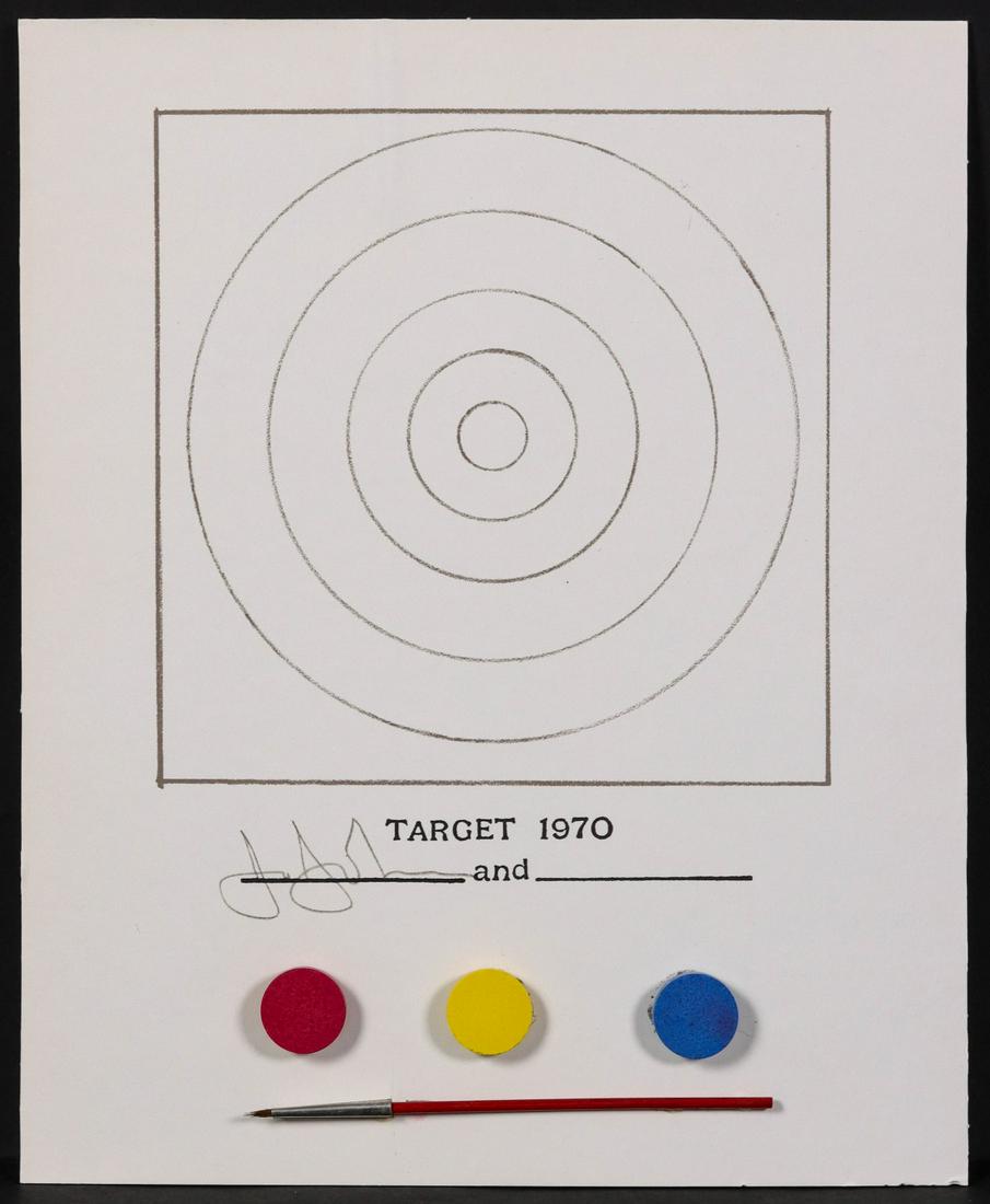 JASPER JOHNS (B. 1930) LITHOGRAPH WITH COLLAGE (1 of 10)