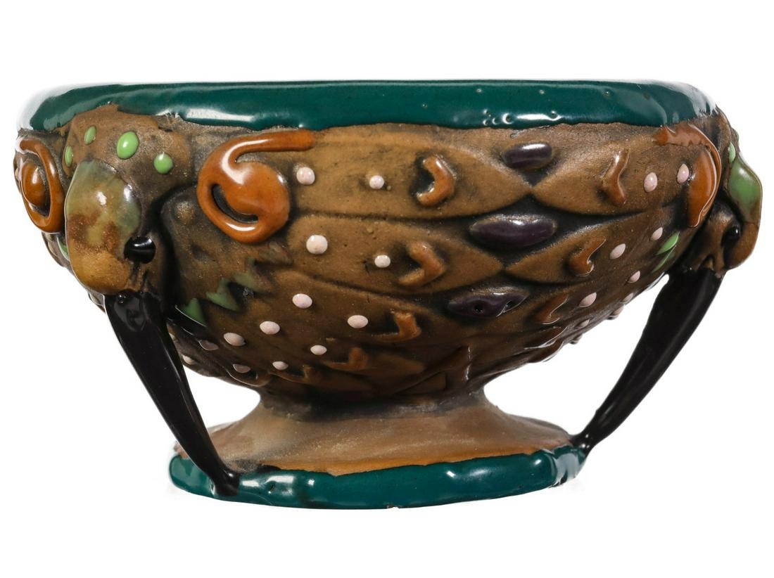 AMPHORA WORKS REISSNER ENAMELED POTTERY URN WITH BIRDS (1 of 10)