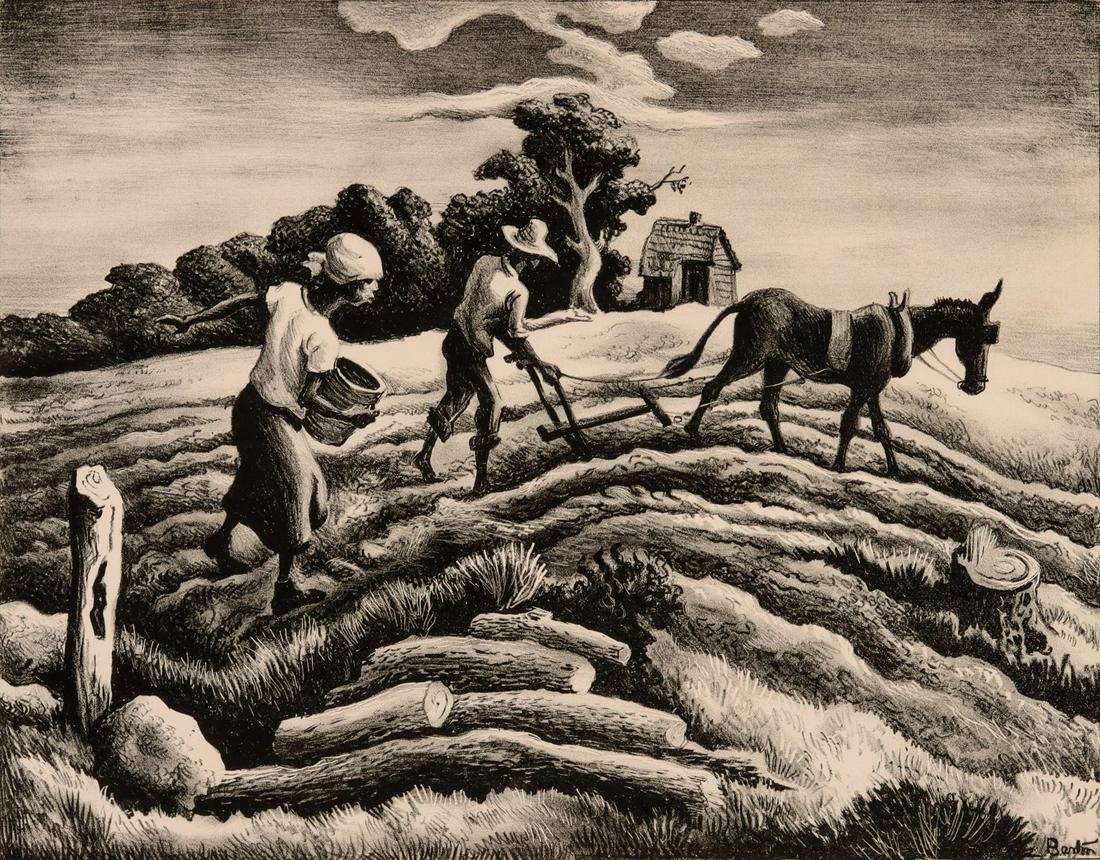 THOMAS HART BENTON (1889-1975) PENCIL SIGNED LITHOGRAPH (1 of 14)