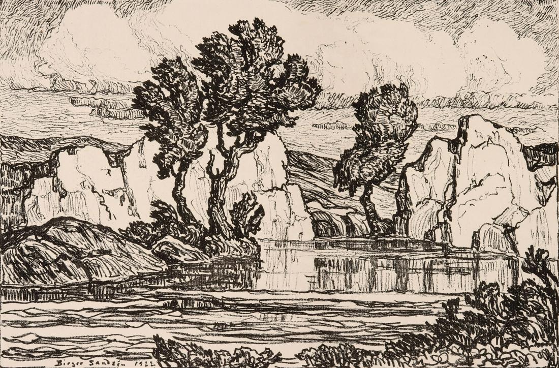 BIRGER SANDZEN (1871-1954) PENCIL SIGNED LITHOGRAPH (1 of 10)