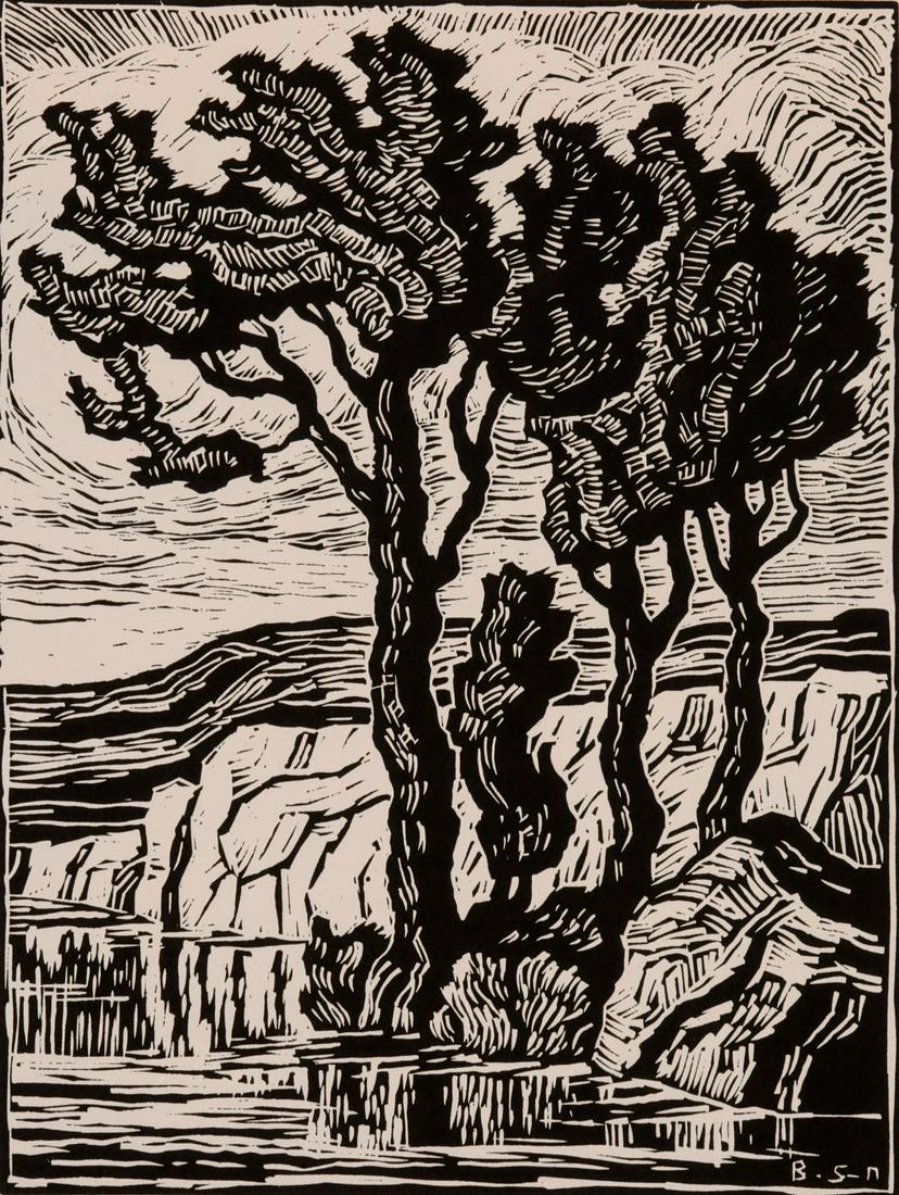 BIRGER SANDZEN (1871-1954) PENCIL SIGNED LINOCUT (1 of 12)