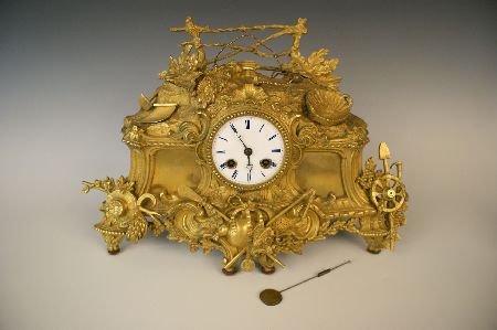 FRENCH BRONZE DORE’ MANTLE CLOCK WITH MARTI MOVEMENT