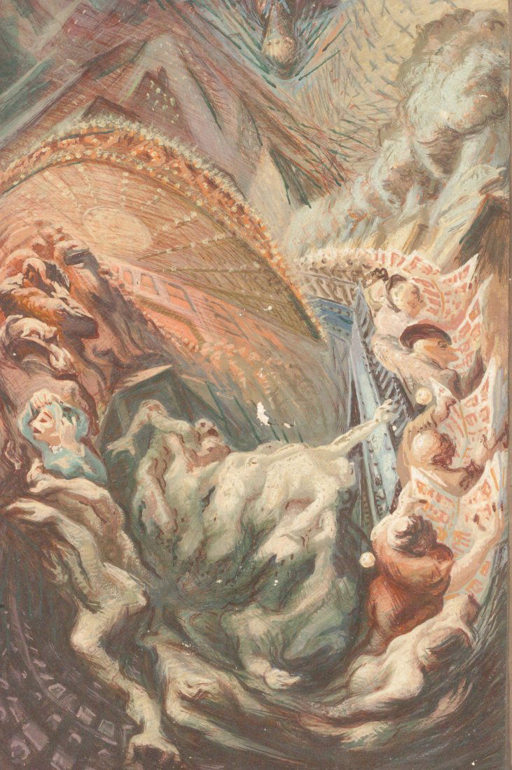 ROBERT MACDONALD GRAHAM (1919-2003) 1930s MURAL STUDY: Two-sided work with a mural study A side and 'Persephone-like' pose en grisaille on the B side, signed Graham on B side, measures 9 x 12 inches