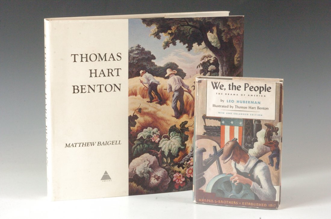 Baigell, Matthew, Thomas Hart Benton, Signed by Benton: Signed by Benton in blue ballpoint on a fore page. Harry N. Abrams, 1975, hardcover, dust jacket, 279 pp, 12 x 13.5 inches, white cloth boards, very minor water damage along top. Includes a copy of 'W