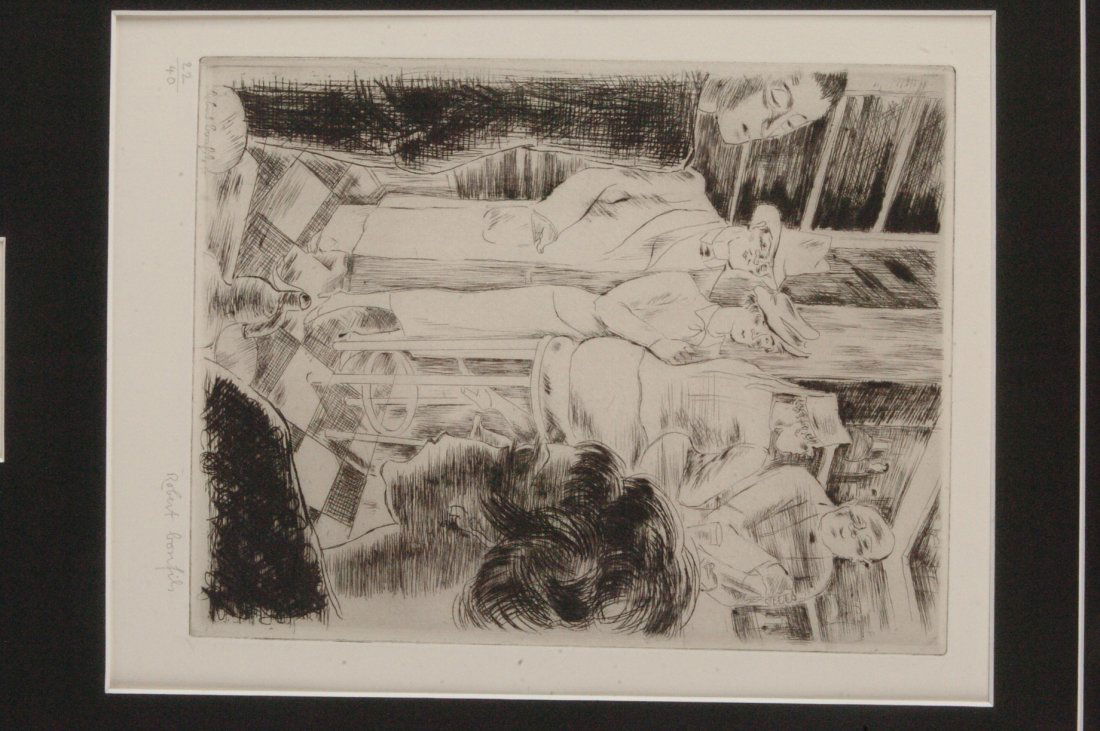 ROBERT BONFILS (1886 - 1972) 'CABORET' PENCIL SIGNED ET: sight size of 10 X 7.75 inches through the mat with an overall size of 20 X 16 inches