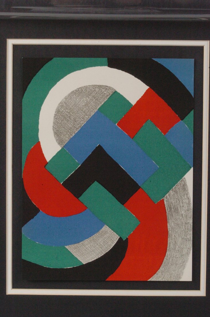 SONIA DELAUNAY (1886 - 1979) ORIGINAL LITHOGRAPH: image size of 12.25 x 9.50 inches through the mat with an overall size of 20 x 16 inches