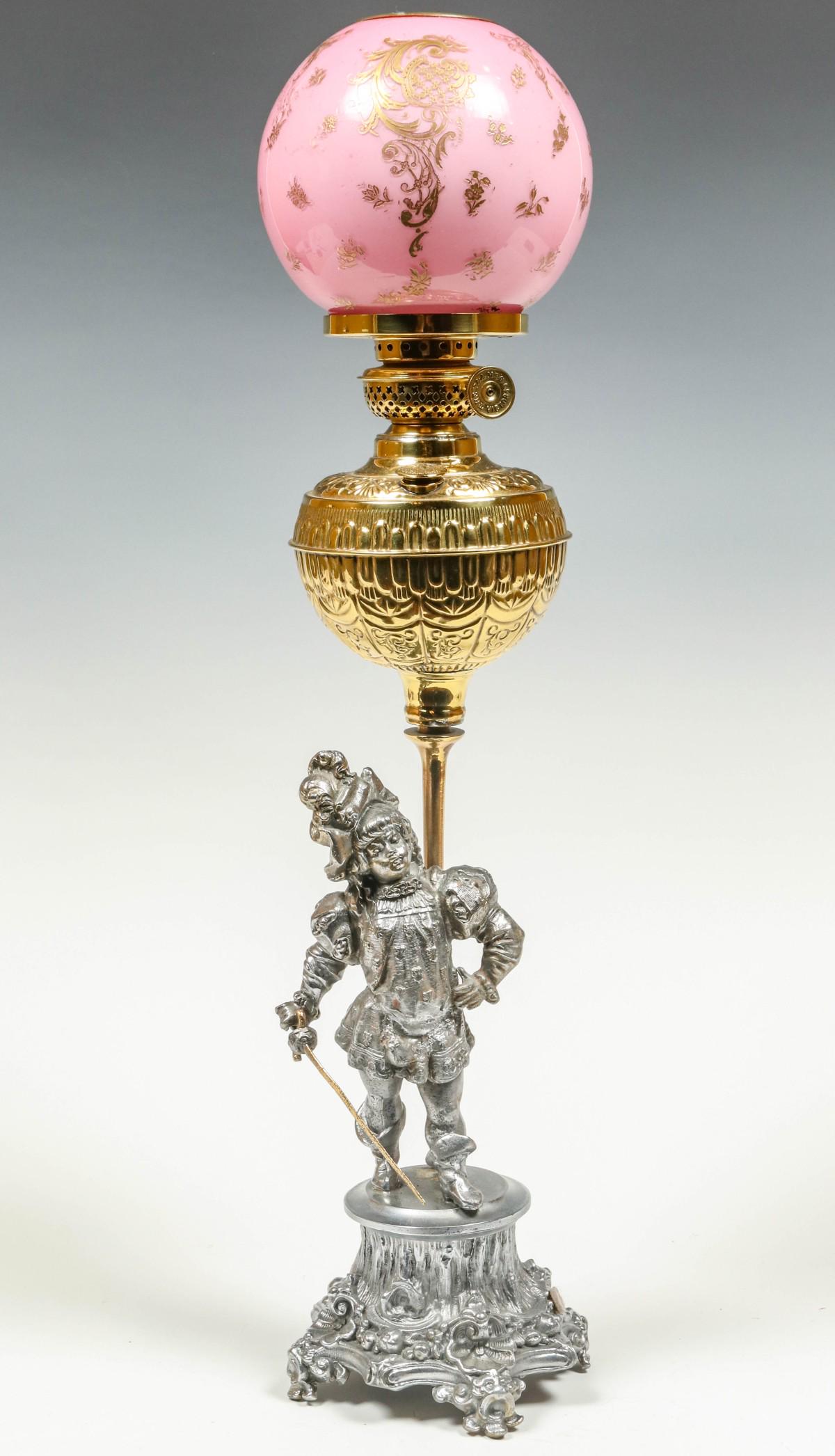 AN UNUSUAL VICTORIAN FIGURAL STEM LAMP W/ CAVALIER (1 of 11)