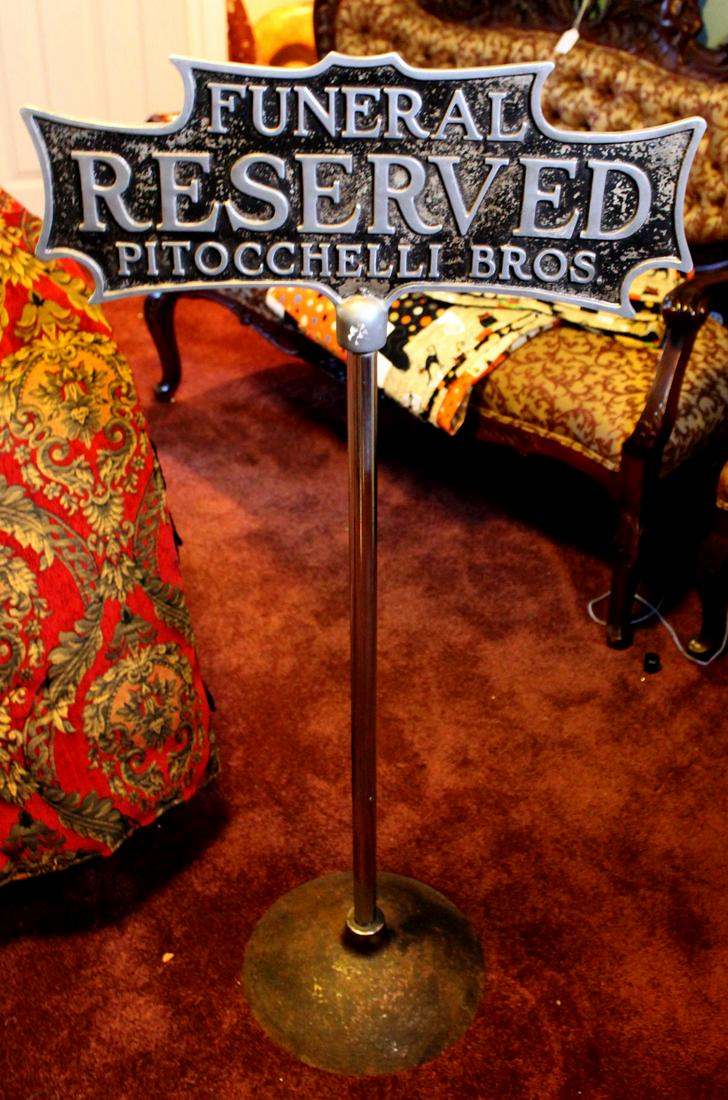 A Rare Vintage 'funeral Reserved' Street Sign Auction