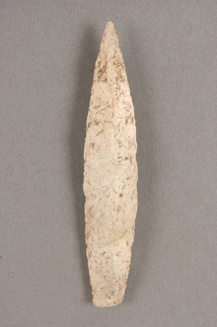 5" NEBO HILL POINT, COOPER CO. MO.: Found in Cooper Co. Mo. on the Lamine River just south of I-70, Blackwater Turn of 1975 by Guy Noland. 5 x 1 inches.