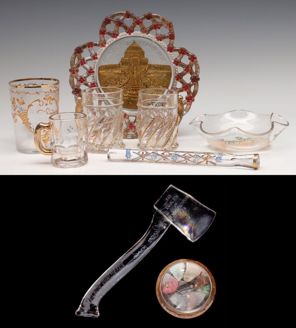WORLD'S FAIR SOUVENIR GLASS AXE, PAPERWEIGHT, ETC (1 of 20)