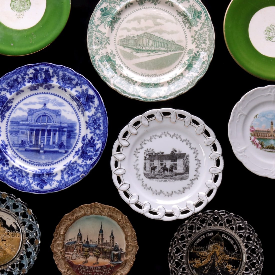 NINE VARIOUS 1904 WORLD'S FAIR SOUVENIR PLATES (1 of 18)