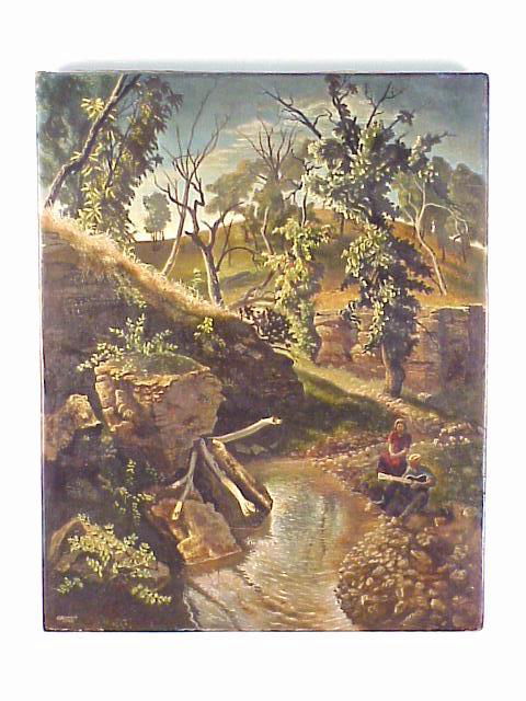 ROBERT MACDONALD GRAHAM, JR. (1919-2000): 1939 Egg Tempera with oil glazes on canvas mounted to plywood panel titled "Landscape with Guitarist". 24 x 19 inches. Exhibited in 1940 in New York at Associated American Artists Galleries where the