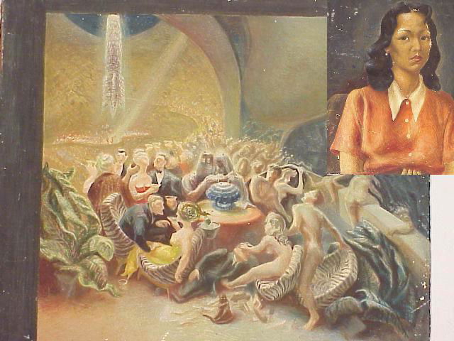 ROBERT MACDONALD GRAHAM, JR. (1919-2000): Circa 1940's two-sided oil on panel studies including a study for the mural "The Birthday Party" on one side, and a 1937 portrait of young girl, dated 1937on 19.75"X16.25" panel.