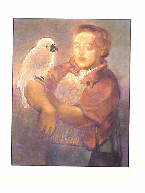 ROBERT MACDONALD GRAHAM, JR. (1919-2000): Acrylic on canvas of "Woman with Parrot", unsigned, 20"X16"